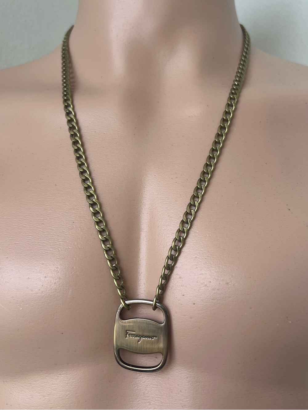 Men’s Ferragamo Hardware Necklace | Bronze 25” Chain